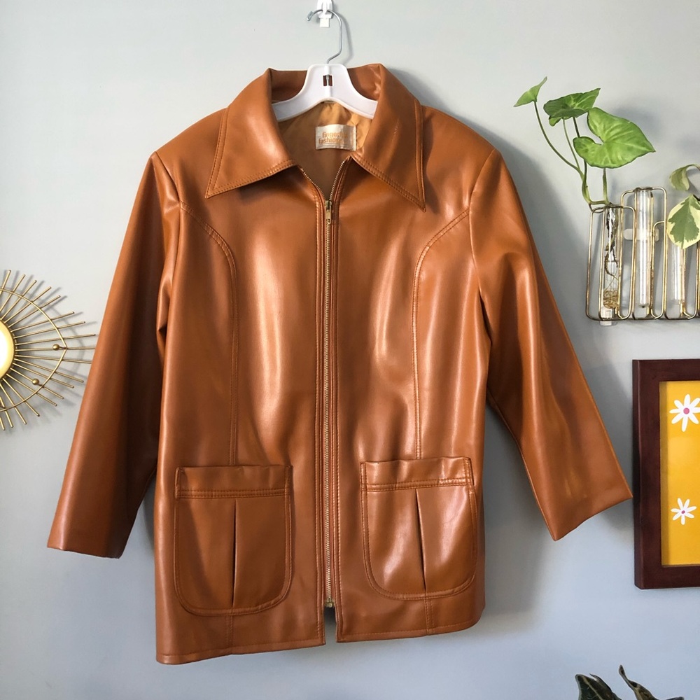 Fingerhut Fashions Faux Leather Orange Jacket